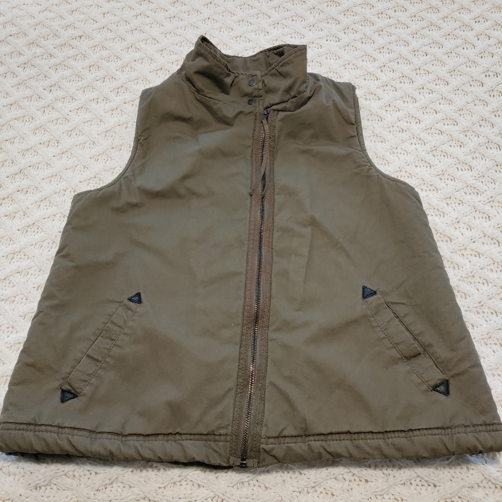 Thread & Supply Women's Full Zip Sherpa Lined Collared Vest Olive Green Size L - Picture 11 of 14